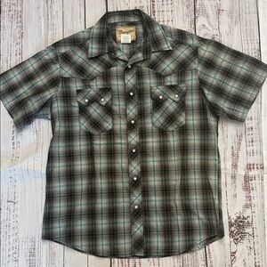 Wrangler Western Fashion Plaid Snap Button-Down Shirt Large